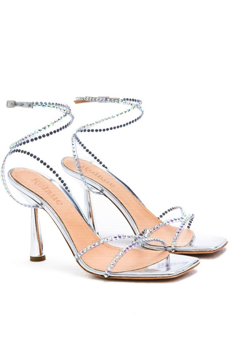 KIM SANDAL IN SILVER CRYSTAL TRANSPARENT