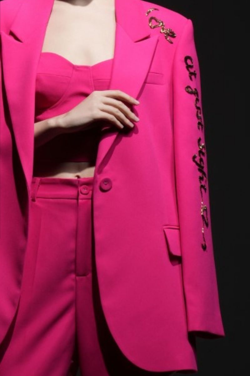 PINK ERICA TEXTURE ATTACHED JACKET SET