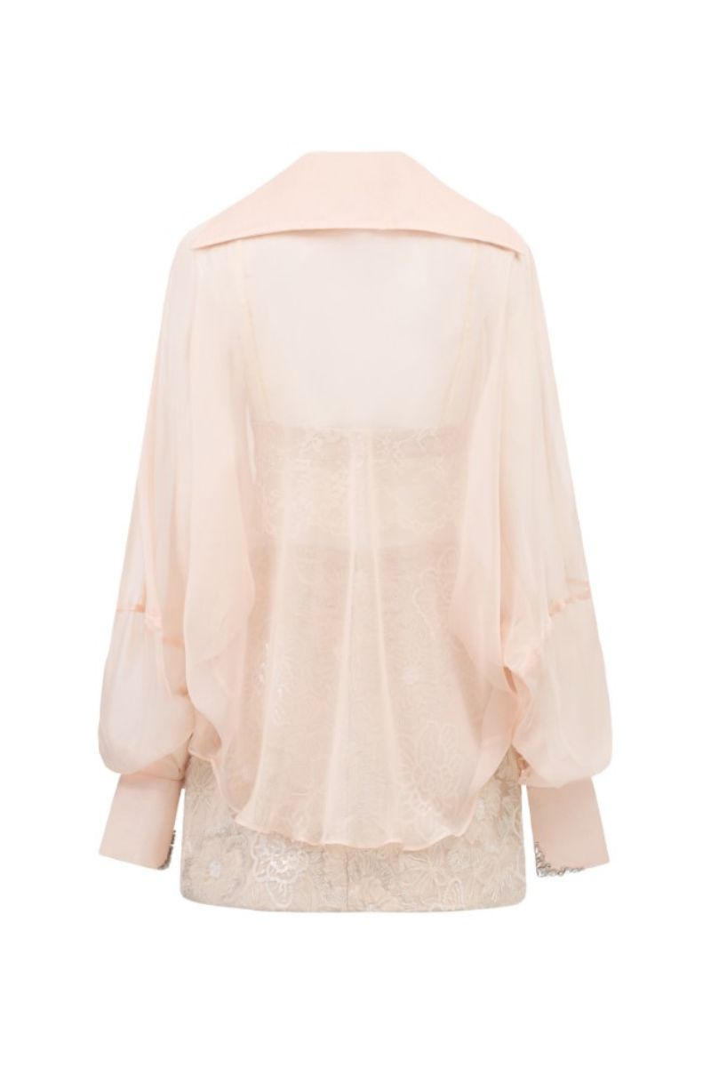 EDANA BEIGE SILK PLEATED TOP AND SKIRT SET