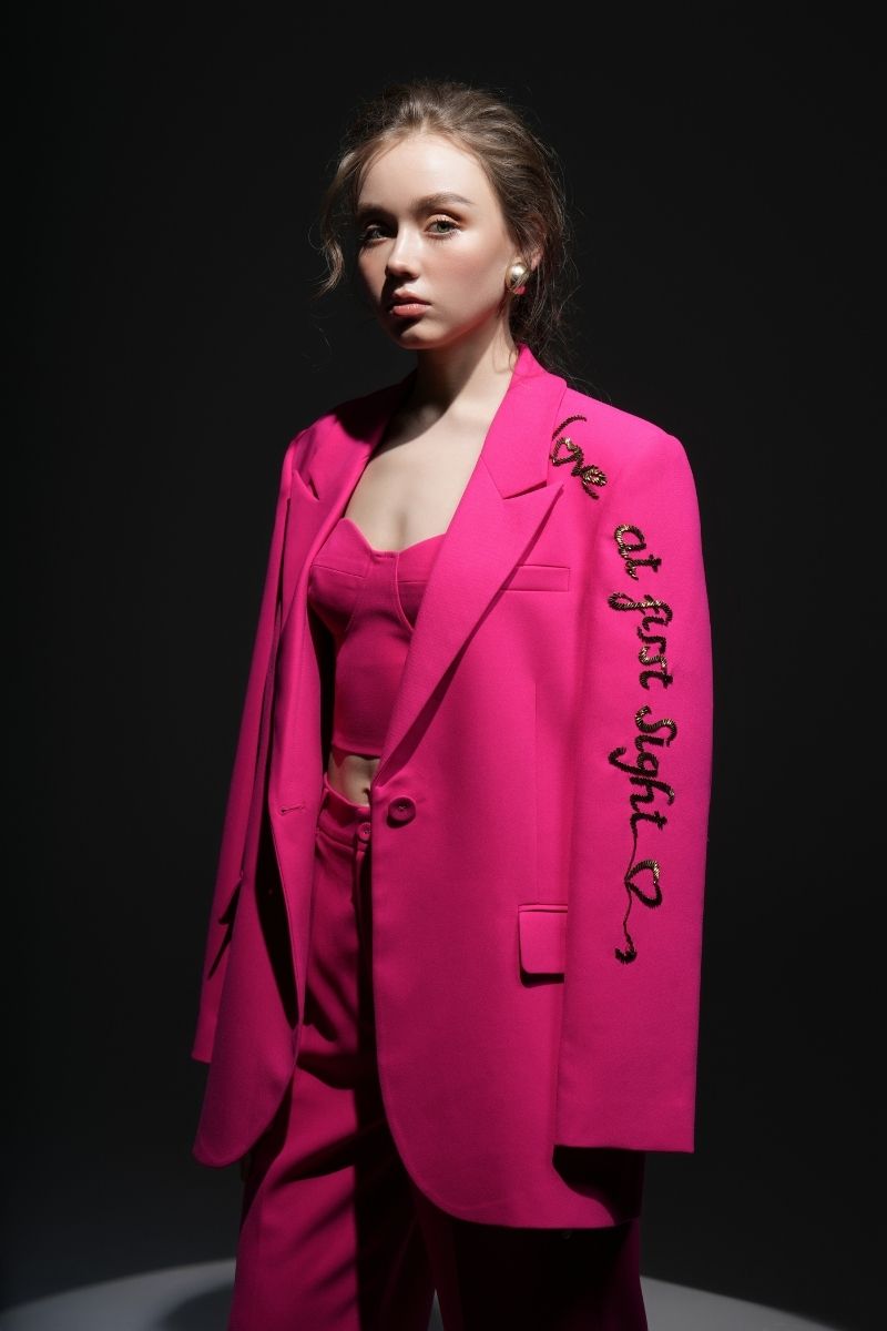 PINK ERICA TEXTURE ATTACHED JACKET SET