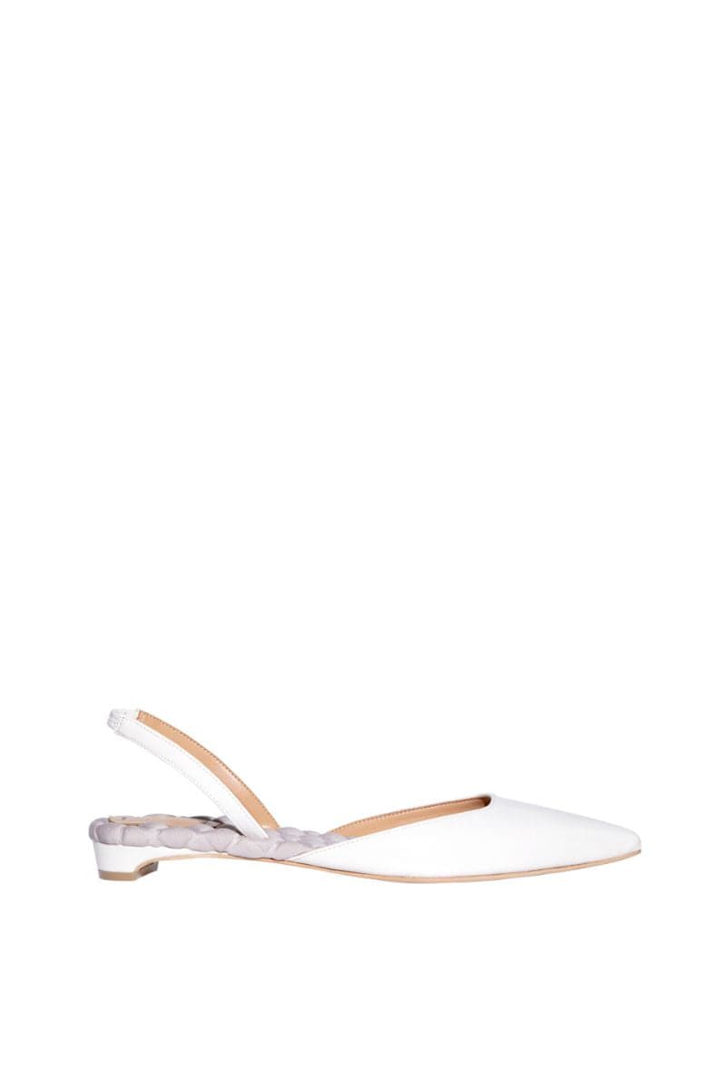 JACKIE IVORY PATENT-EFFECT SLINGBACK FLATS