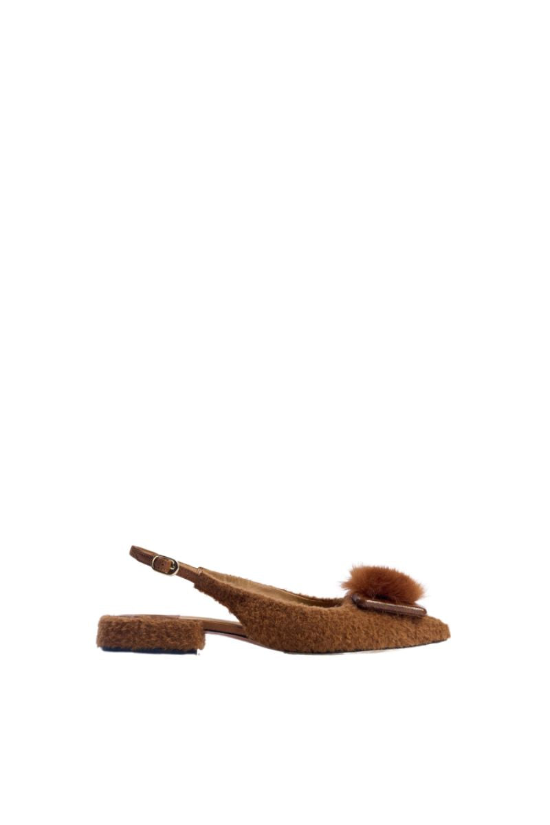 ROYA CARAMEL SLINGBACK FLATS