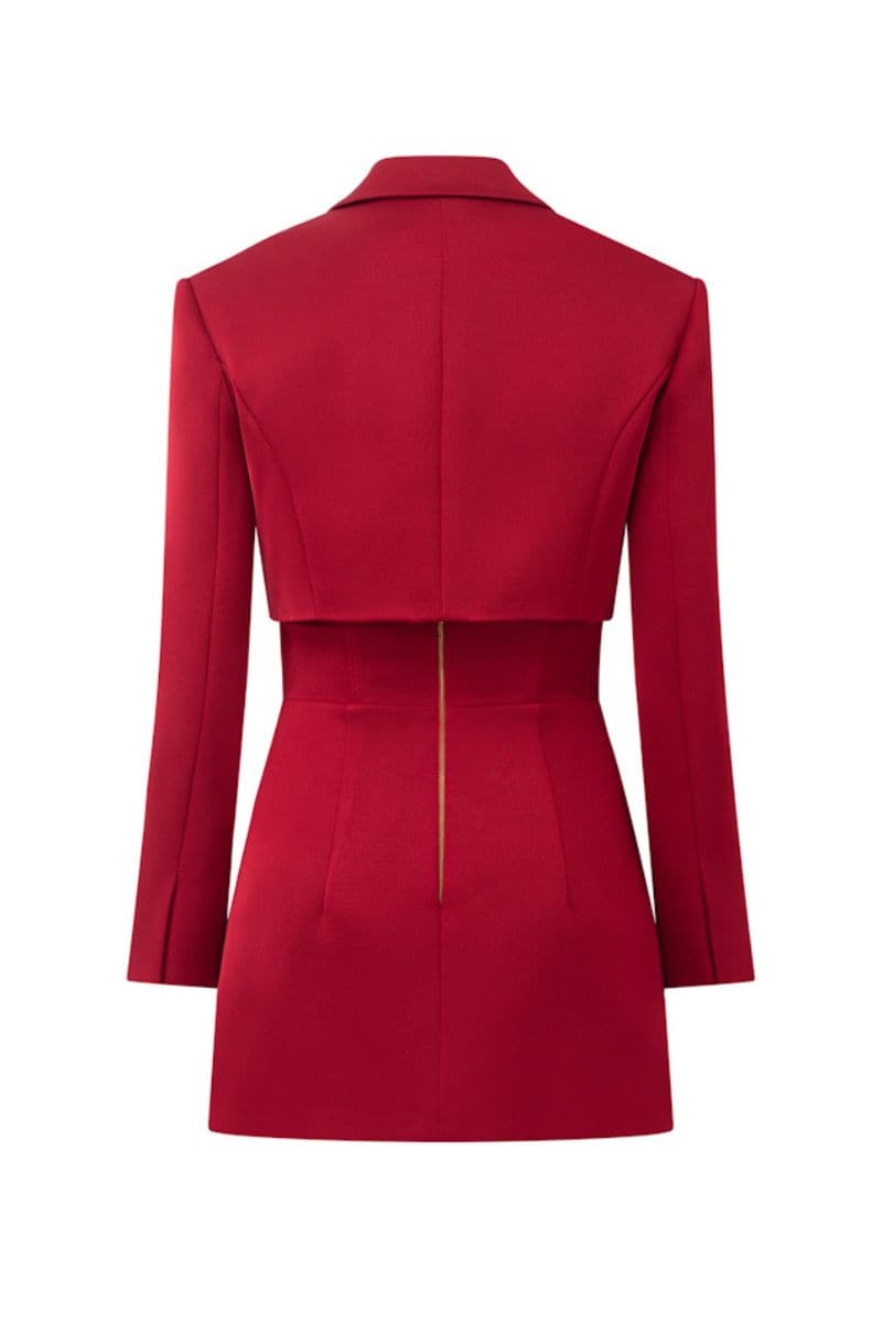 LAYLA RED TAFFETA MINI BLAZER SET