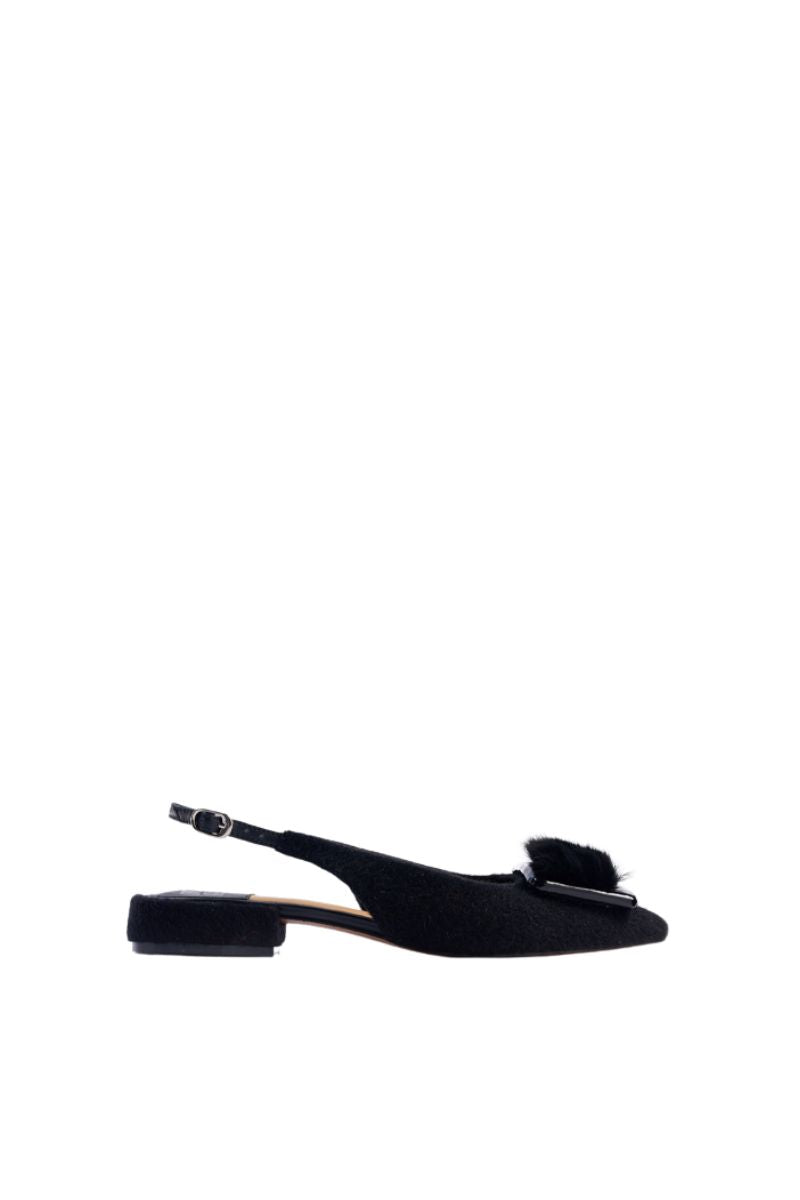 ROYA BLACK SLINGBACK FLATS