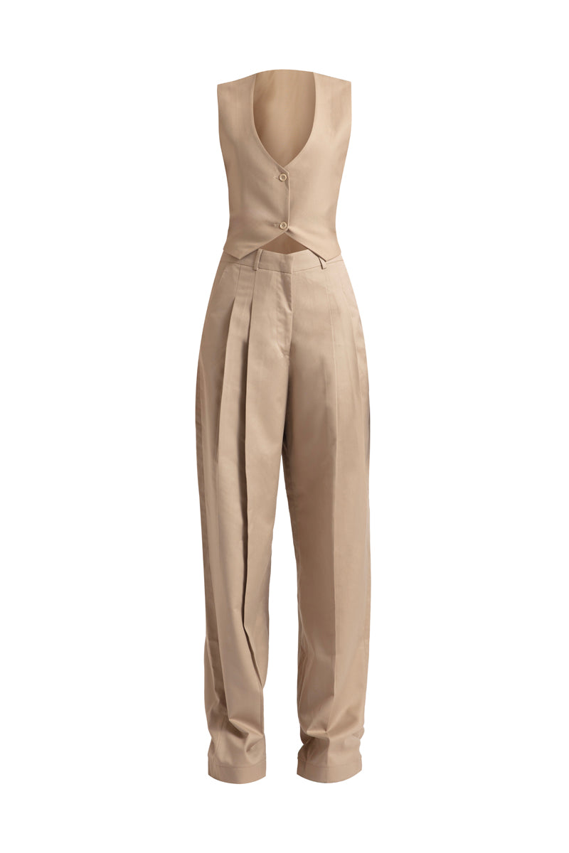 MASHA DESERT TAN THREE-PIECE SUIT SET
