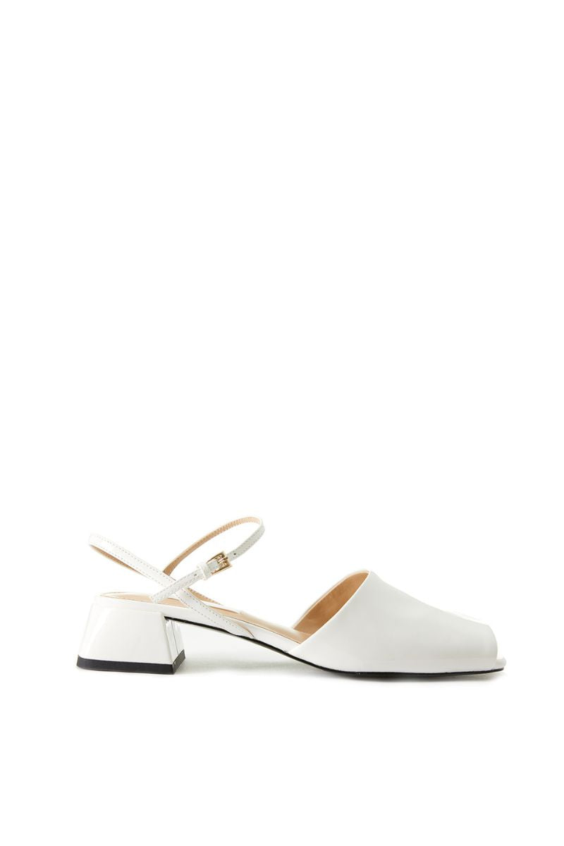 PEEP TOE SLINGBACK HEELS IN IVORY