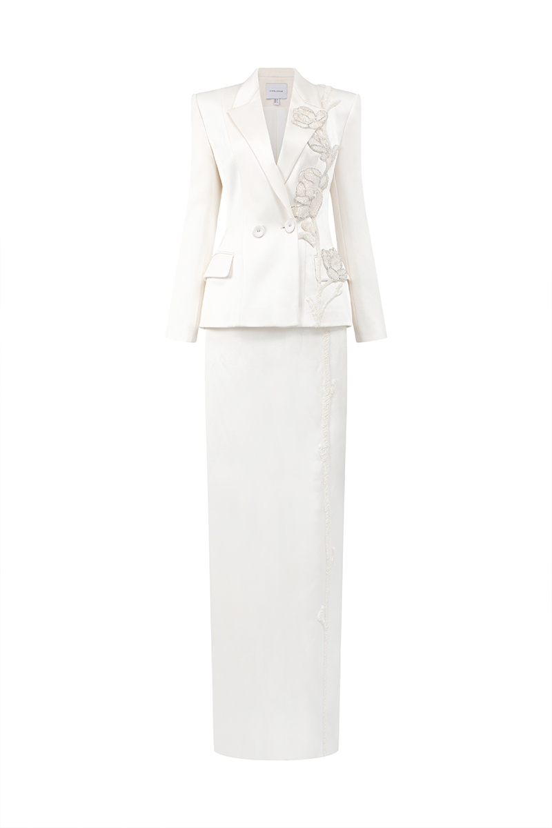 PEARL TAFFETA SET IN WHITE