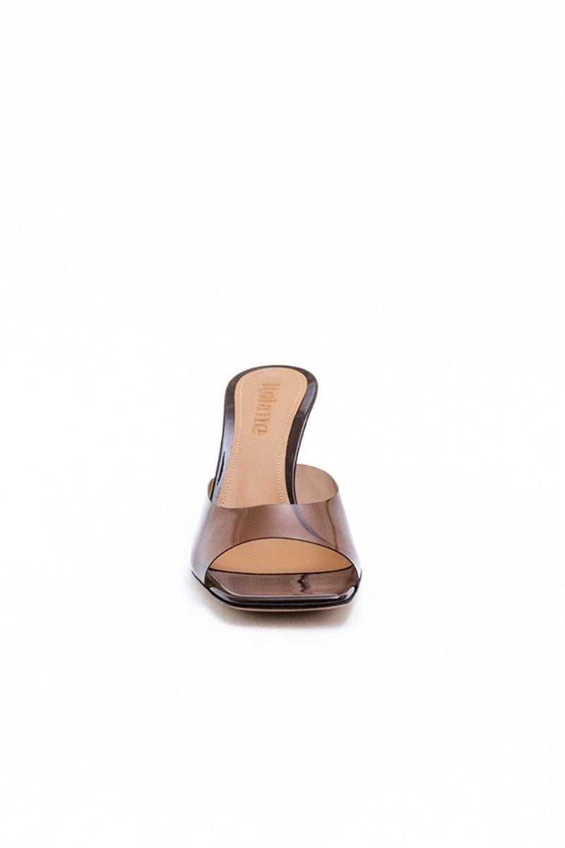 GRETA MULE IN CHOCOLATE BROWN TRANSPARENT