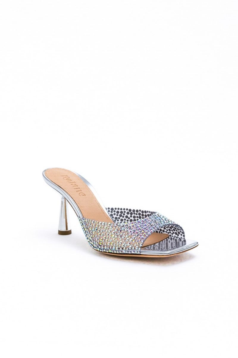 GRETA MULE IN SILVER CRYSTAL TRANSPARENT