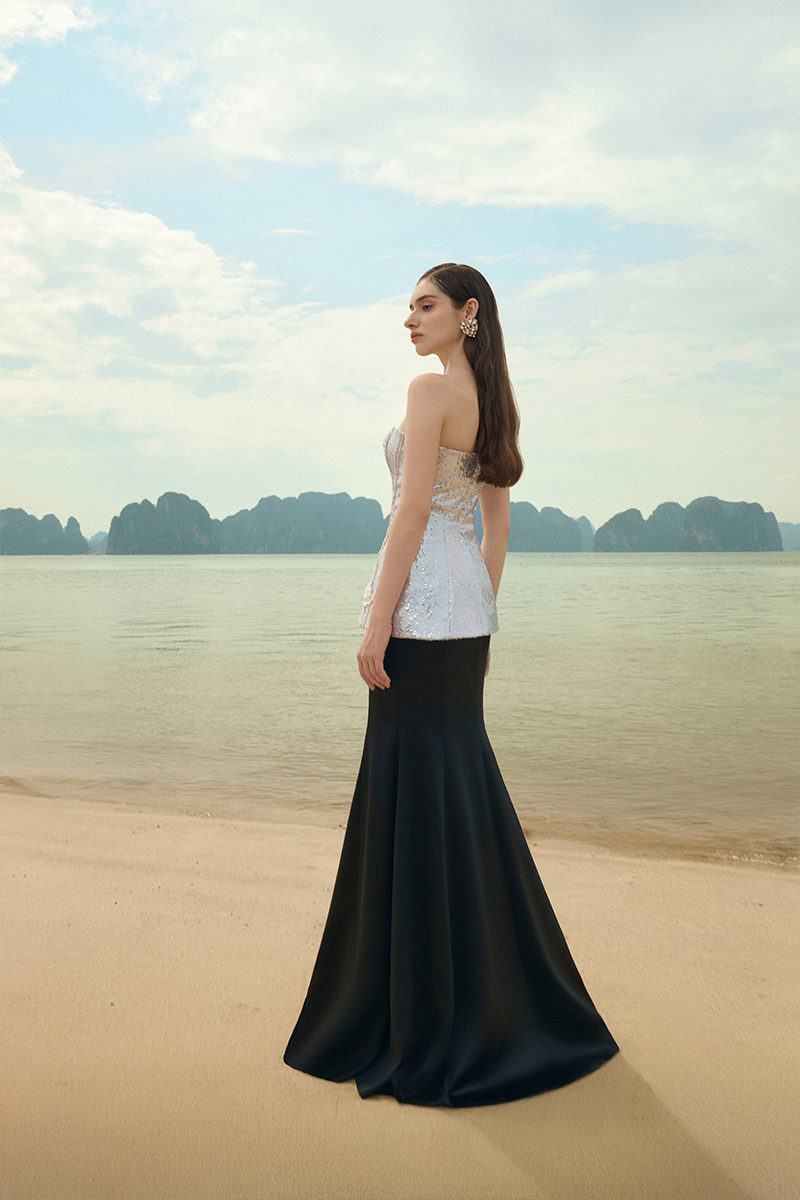 SHIMMER TAFFETA TOP AND SKIRT SET