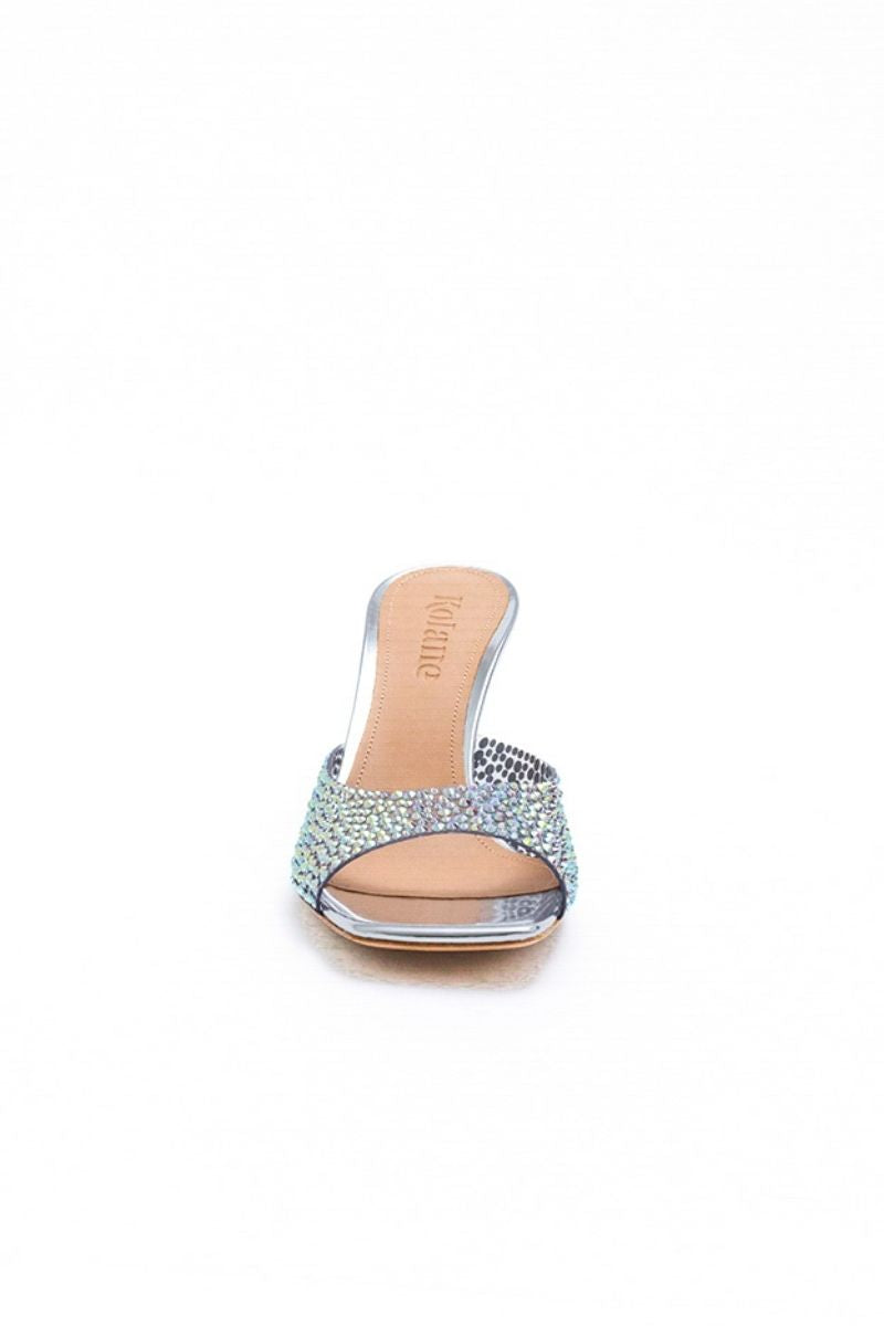 GRETA MULE IN SILVER CRYSTAL TRANSPARENT