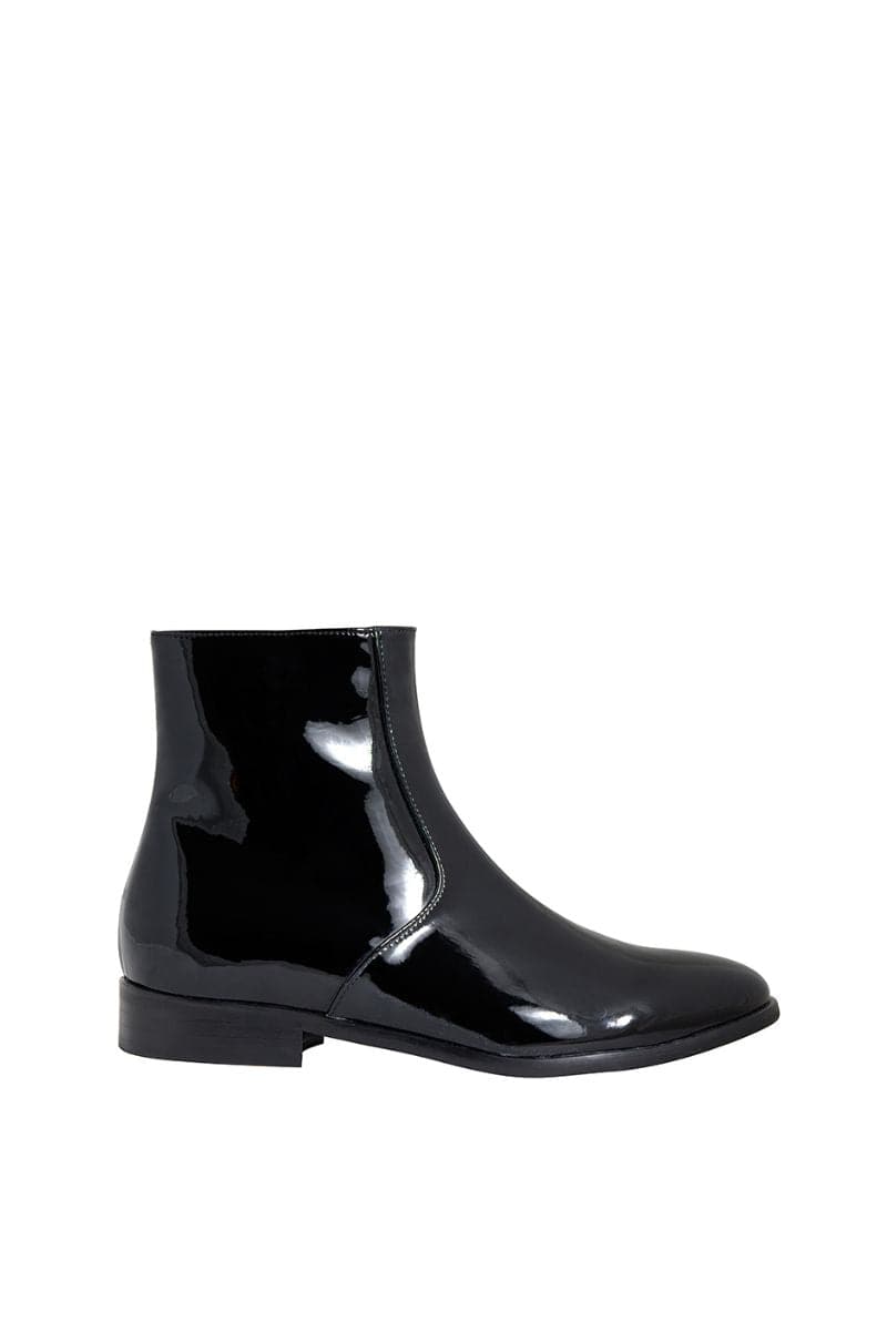 CHARLI BLACK PATENT-EFFECT ANKLE BOOTS