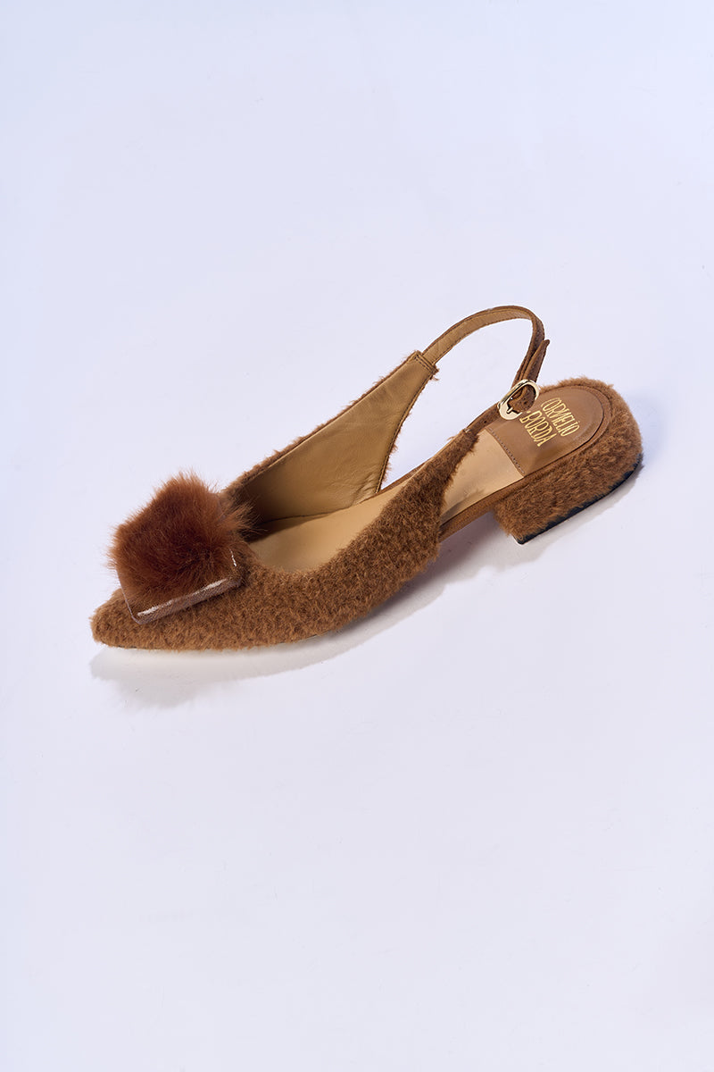 ROYA CARAMEL SLINGBACK FLATS