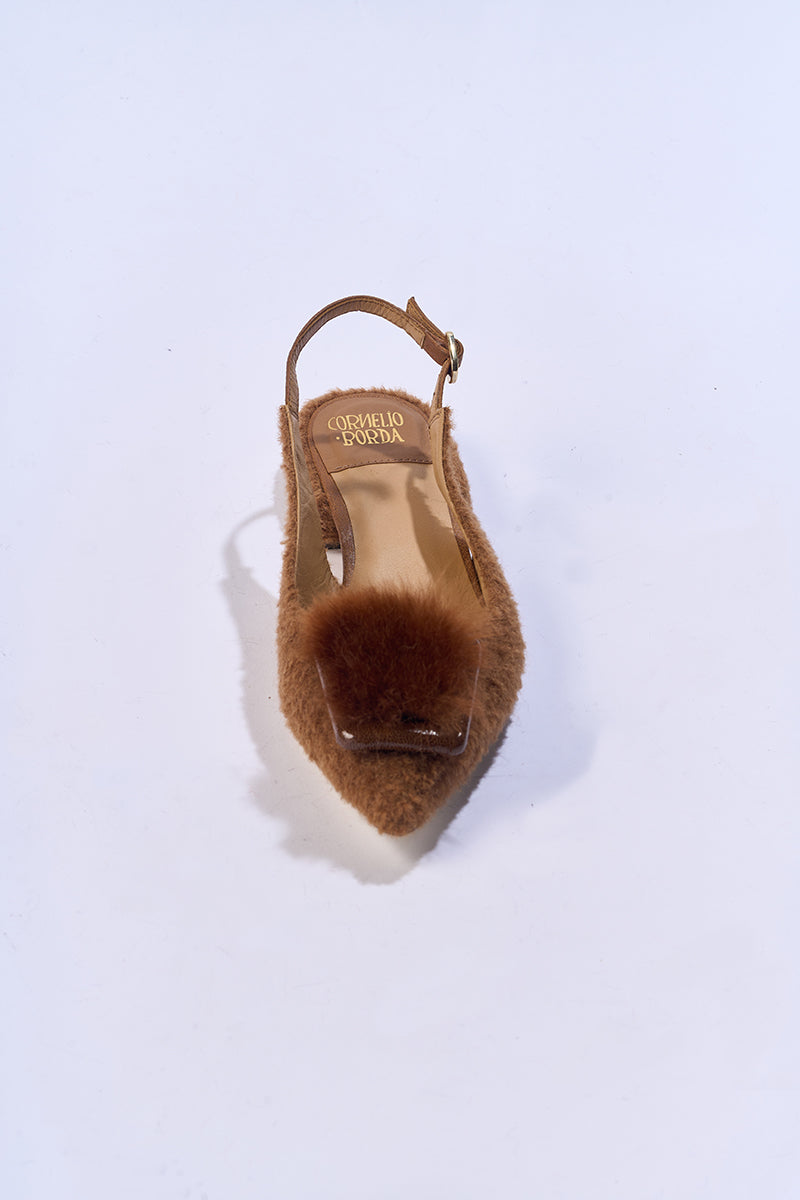 ROYA CARAMEL SLINGBACK FLATS