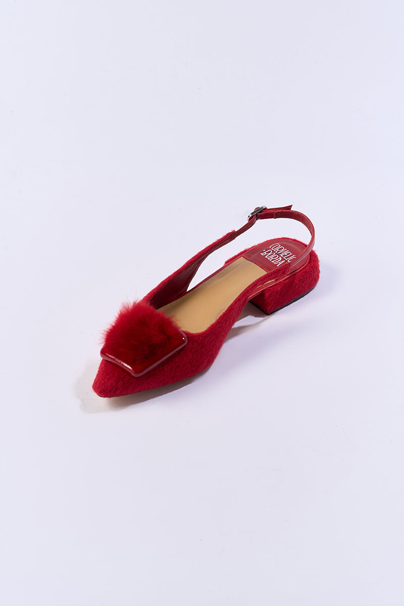 ROYA RED SLINGBACK FLATS