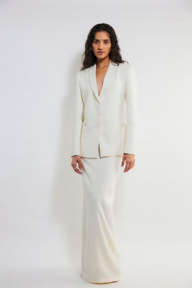 LENA OFF WHITE BLAZER AND SKIRT SET