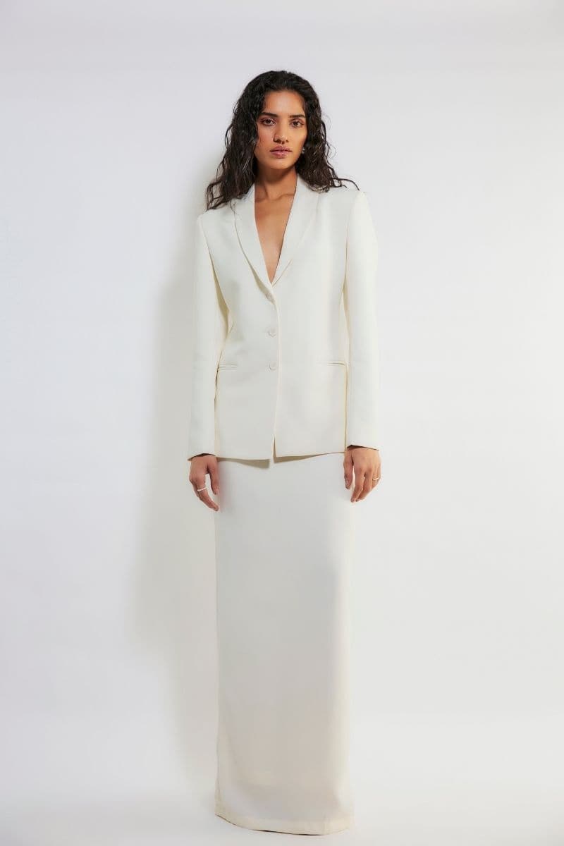 LENA OFF WHITE BLAZER AND SKIRT SET