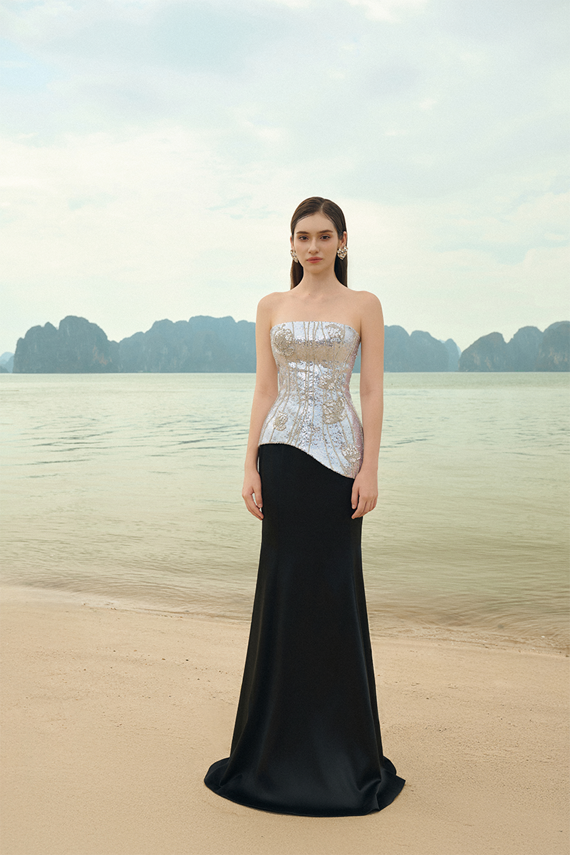 SHIMMER TAFFETA TOP AND SKIRT SET