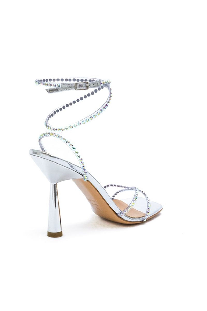KIM SANDAL IN SILVER CRYSTAL TRANSPARENT