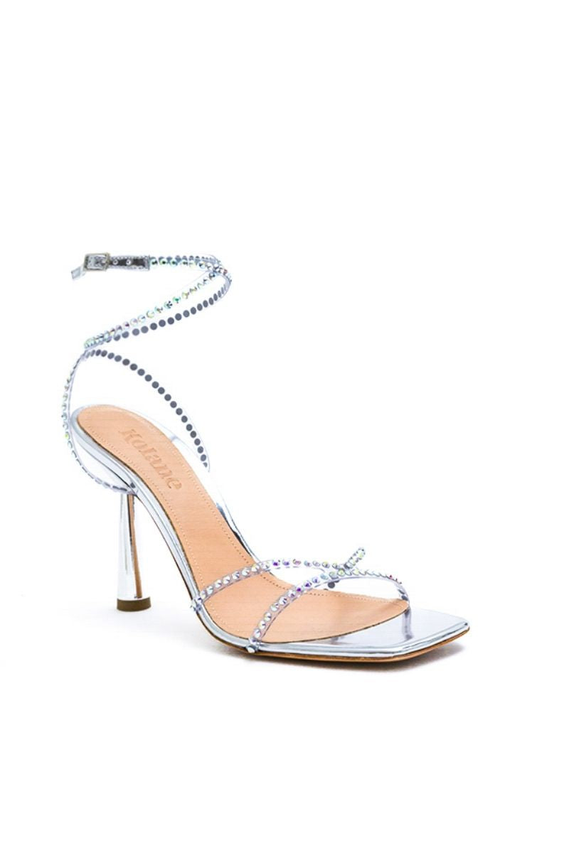 KIM SANDAL IN SILVER CRYSTAL TRANSPARENT