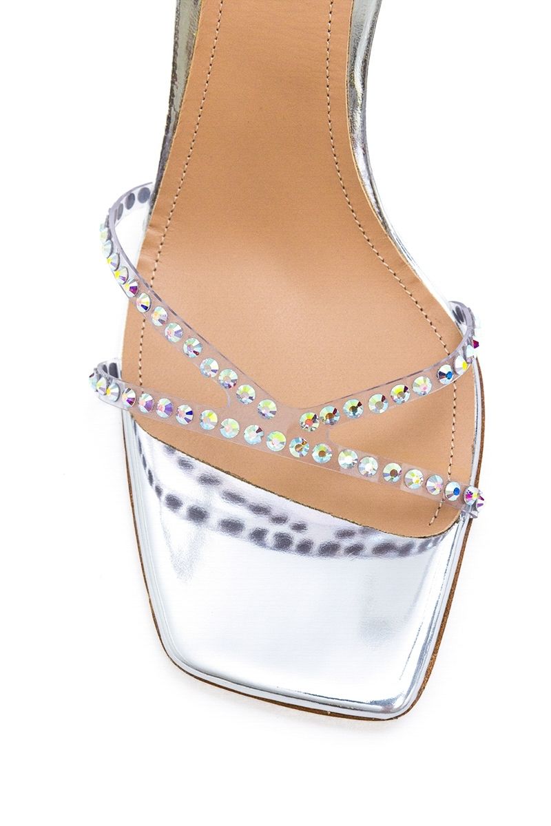 KIM SANDAL IN SILVER CRYSTAL TRANSPARENT