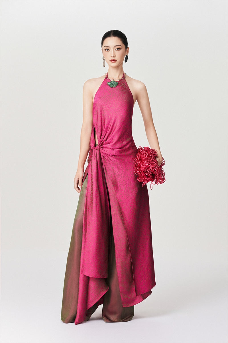 PINKY LOTUS AO DAI SET IN PINK