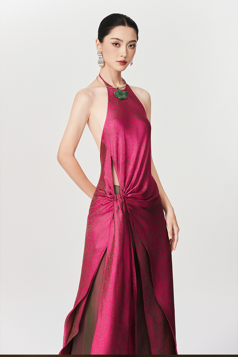 PINKY LOTUS AO DAI SET IN PINK