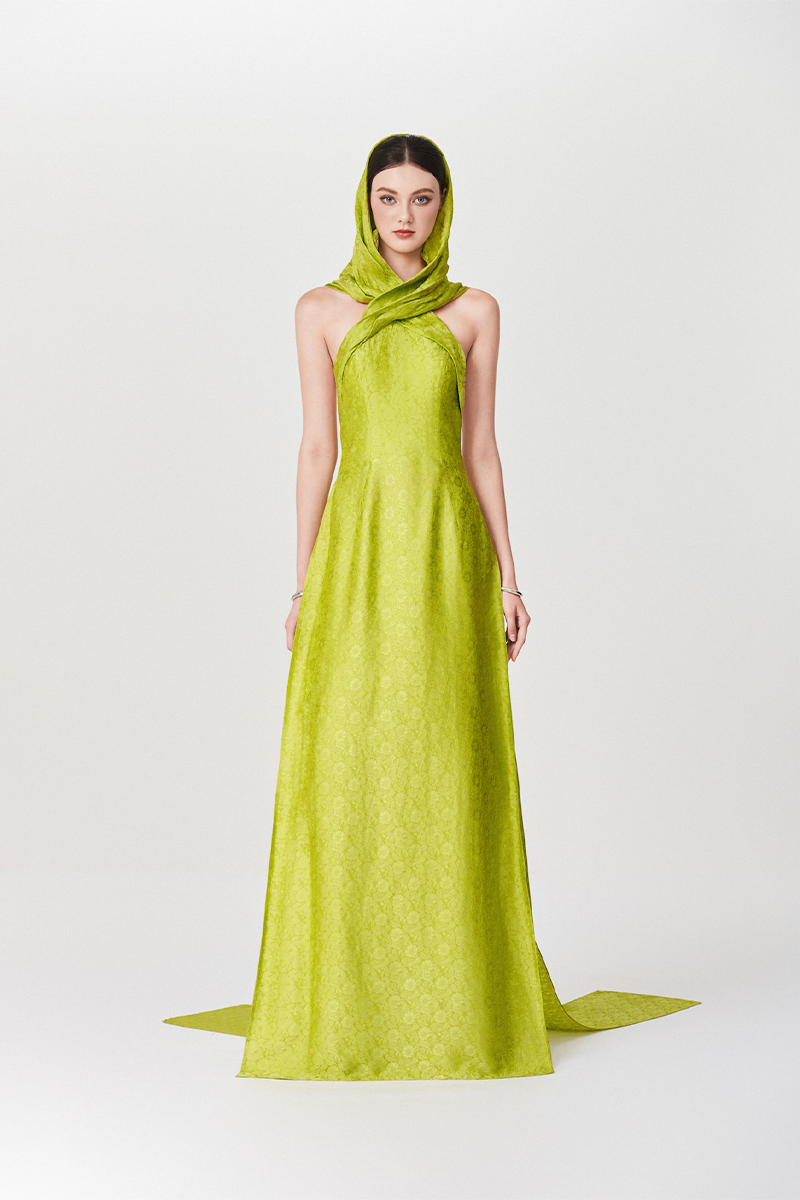 EMERALD ELEGANCE AO DAI SET IN GREEN