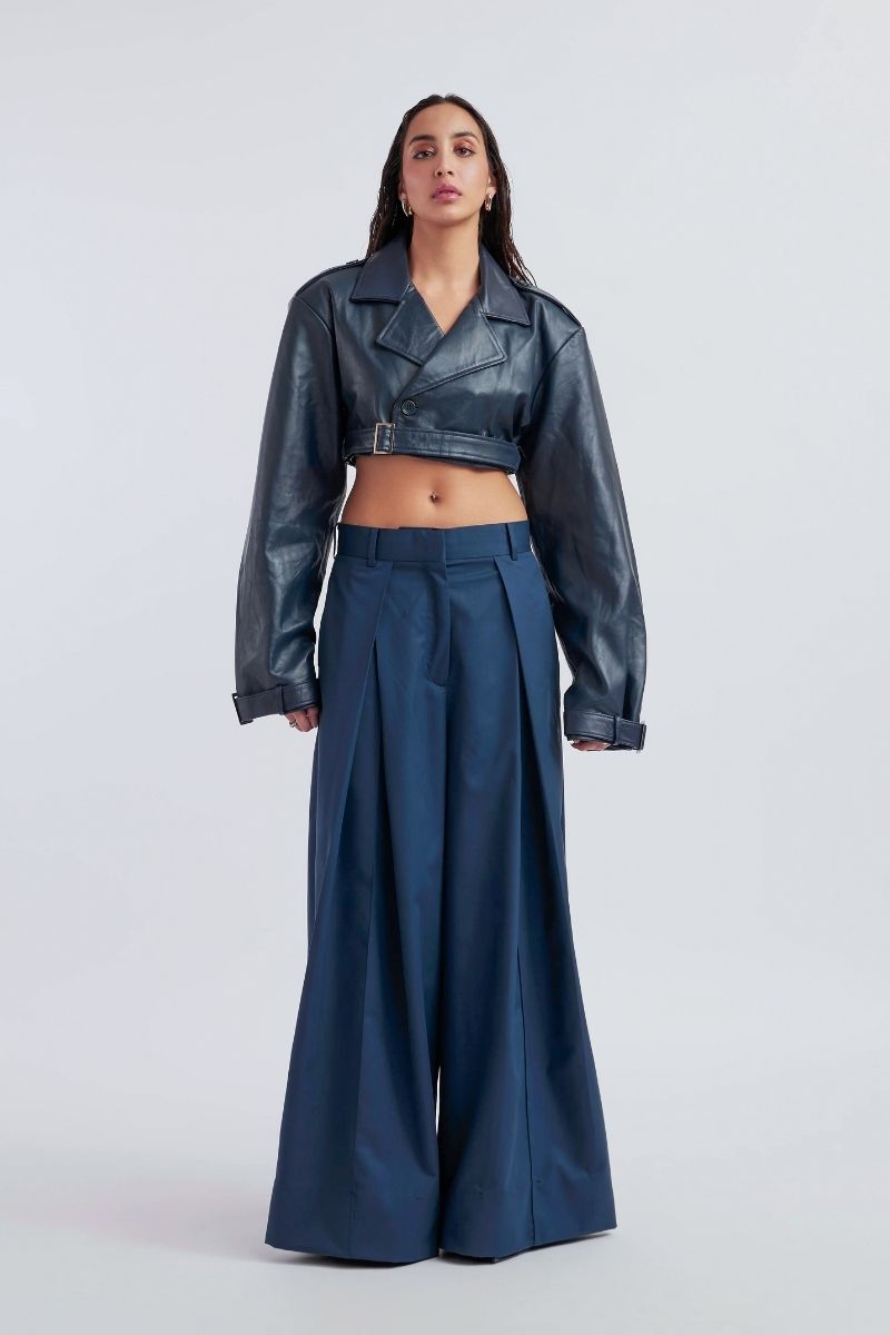 CELIA NAVY BLUE JACKET AND PANTS SET
