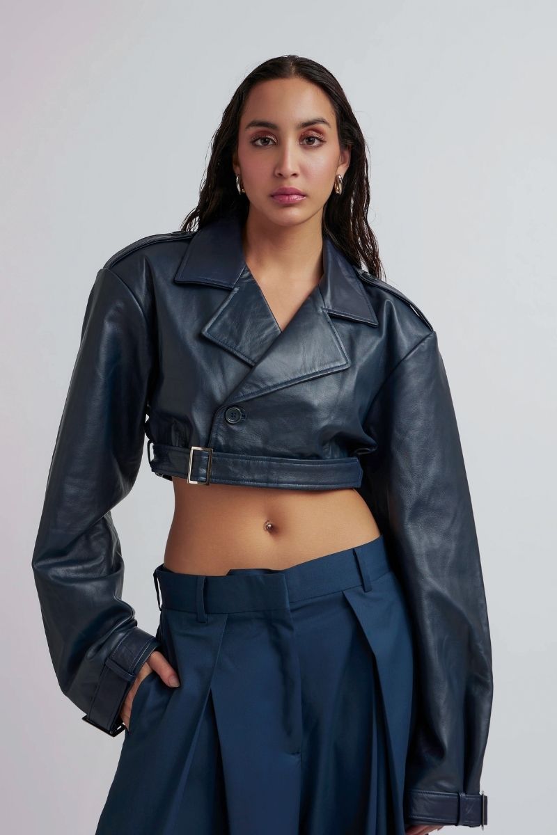 CELIA NAVY BLUE JACKET AND PANTS SET