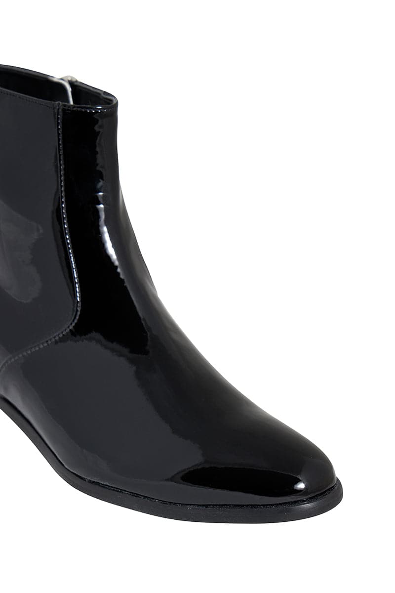 CHARLI BLACK PATENT-EFFECT ANKLE BOOTS