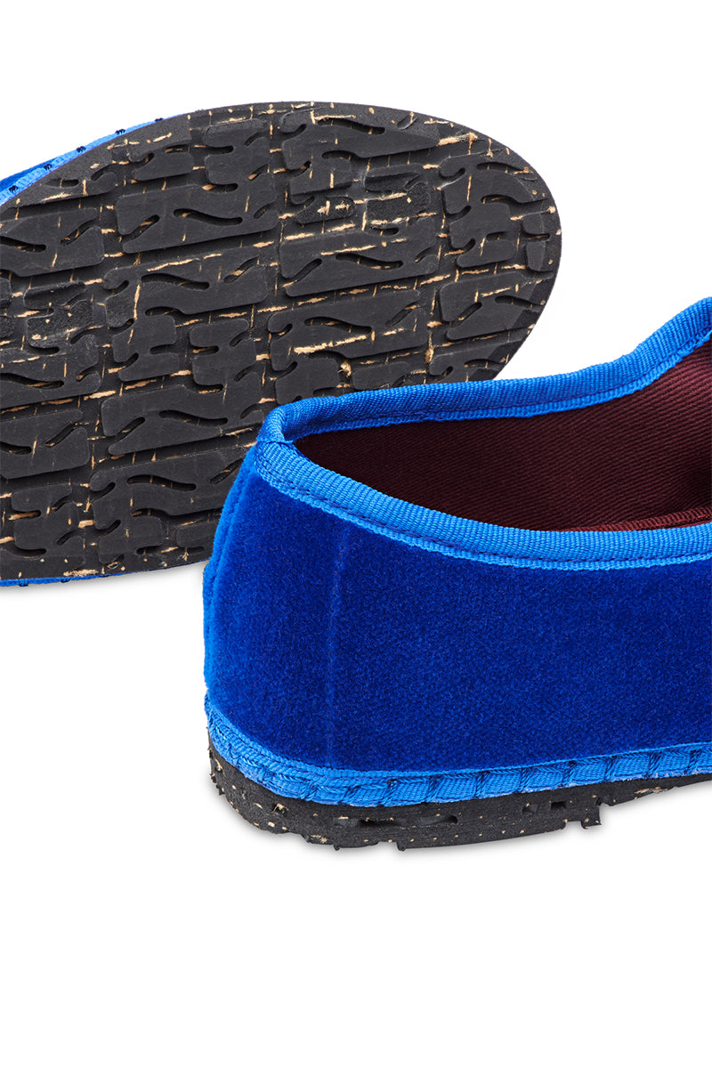 OE MARY JANE VELVET IN BLUE WITH BLUE PIPING