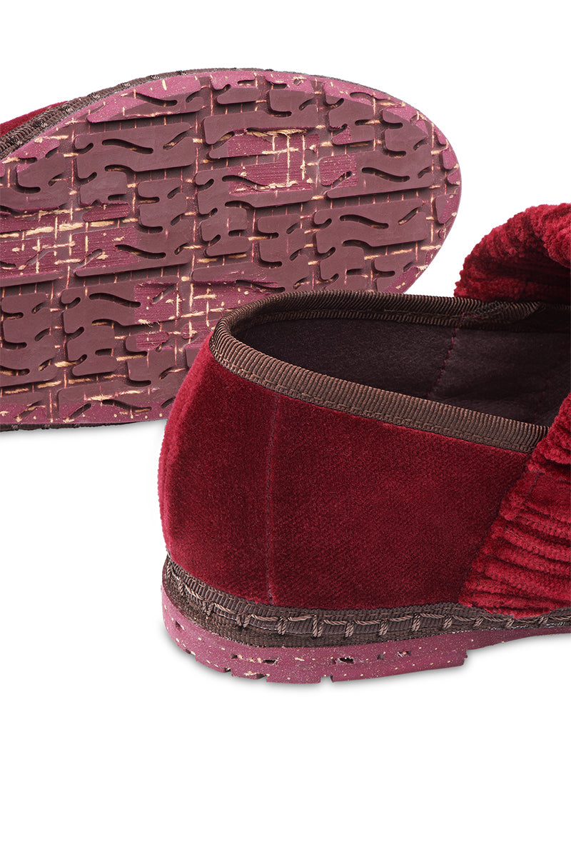 MAFALDA BURGUNDY IN BURGUNDY WITH BROWN PIPING
