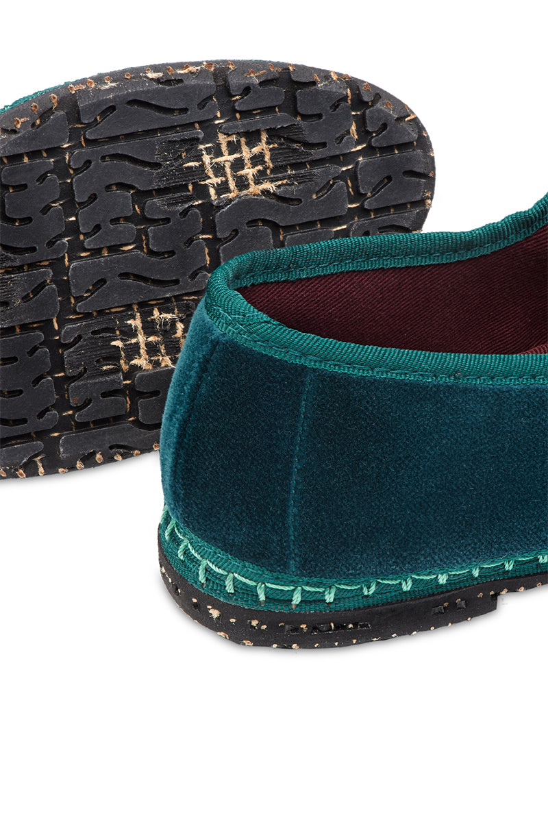 LEONOR MARY JANE VELVET IN DARK GREEN