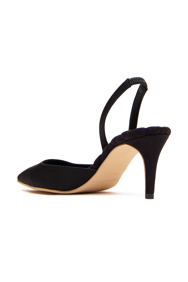 GABRIELLA BLACK SATIN SLINGBACK HEELS