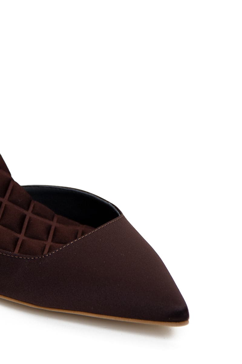 GABRIELLA BROWN SATIN SLINGBACK HEELS