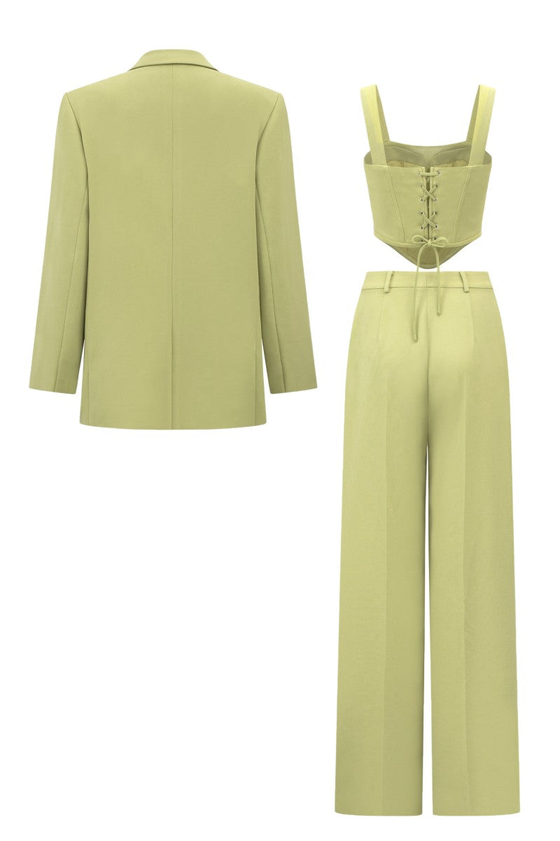 GRAINNE GREEN TUYTSI STRAIGHT THREE PIECE SET