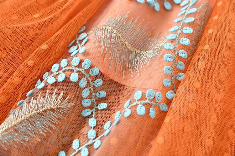 Couture Mesh Embroidery Midi Dress
