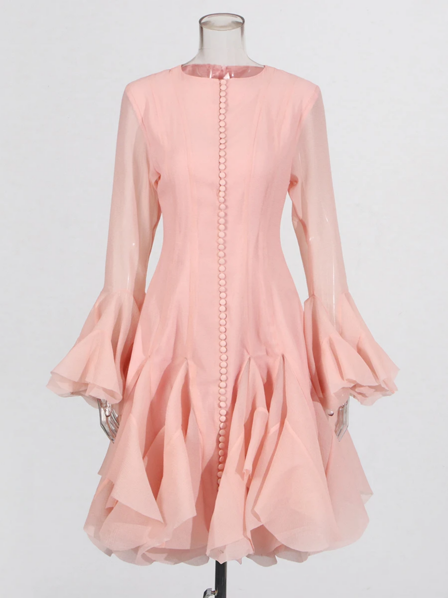 Elegant Ruffle Flare Sleeve Dress