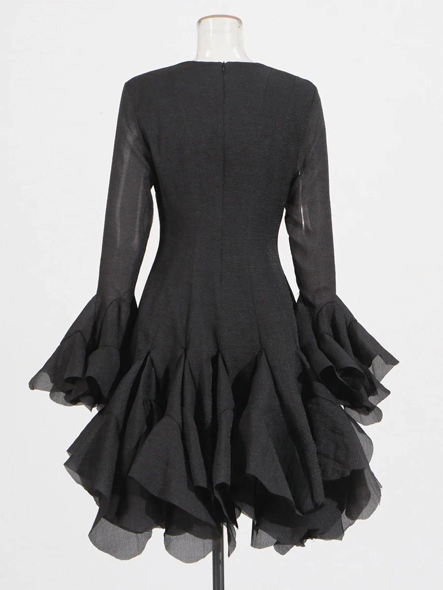Elegant Ruffle Flare Sleeve Dress