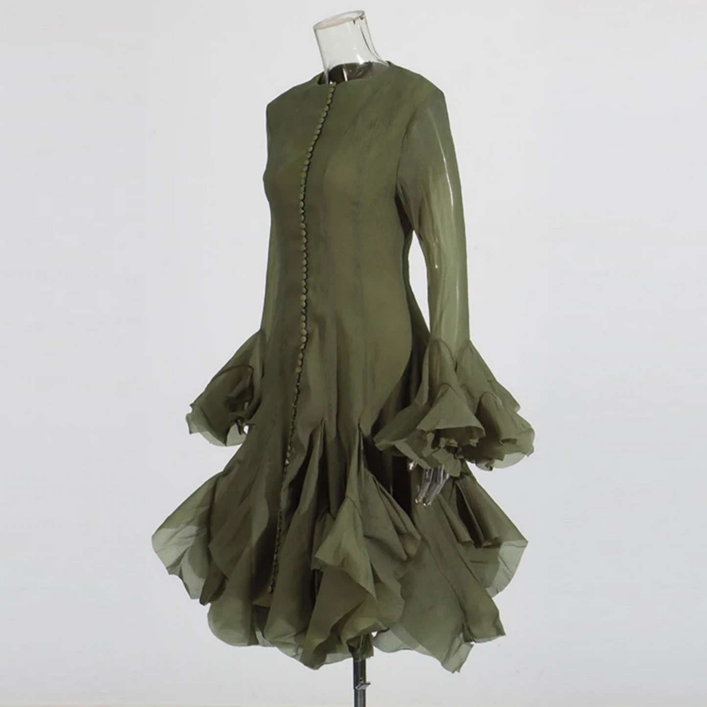 Elegant Ruffle Flare Sleeve Dress