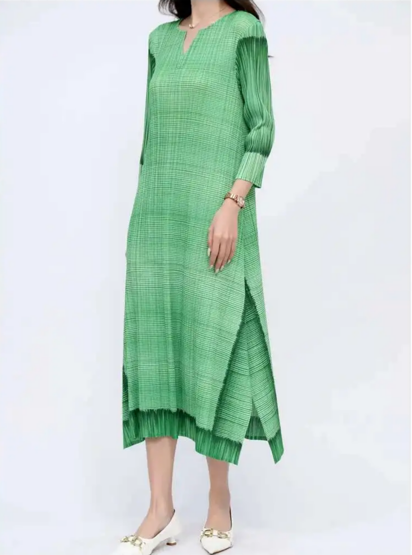Luxury Casual Pleated Midi Dress