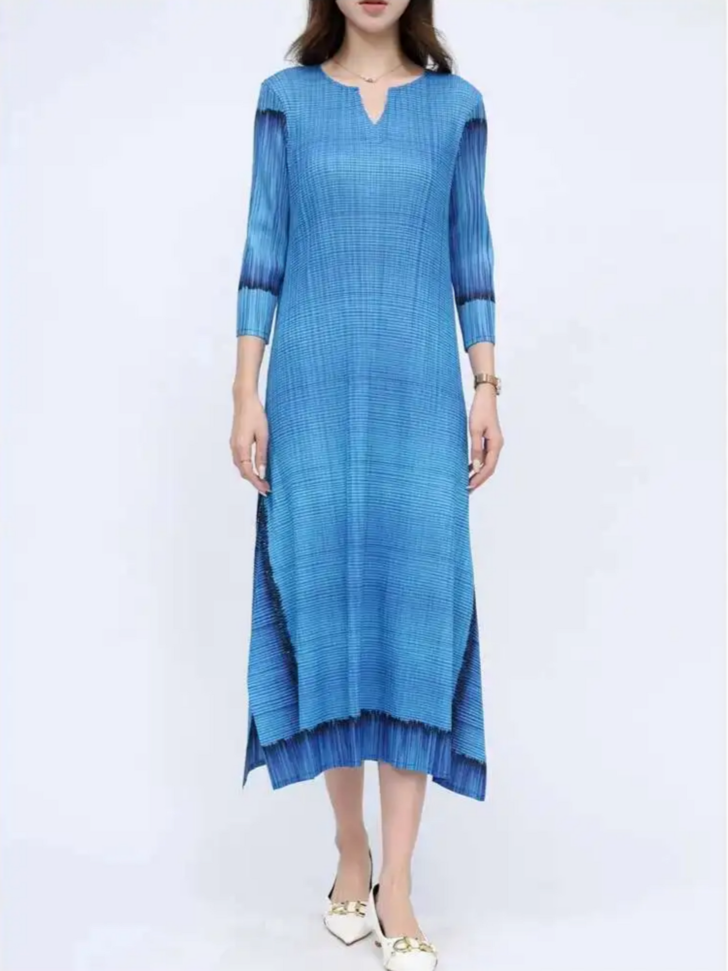 Luxury Casual Pleated Midi Dress