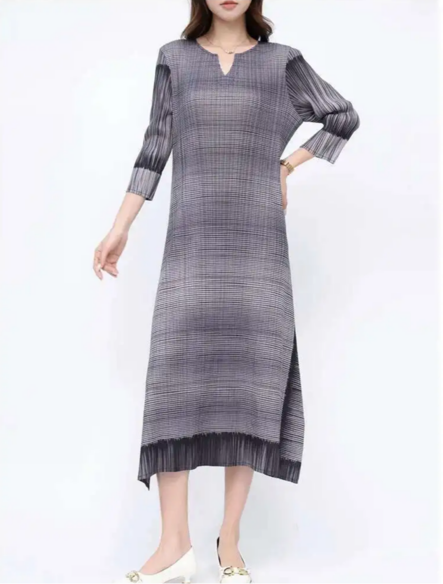 Luxury Casual Pleated Midi Dress
