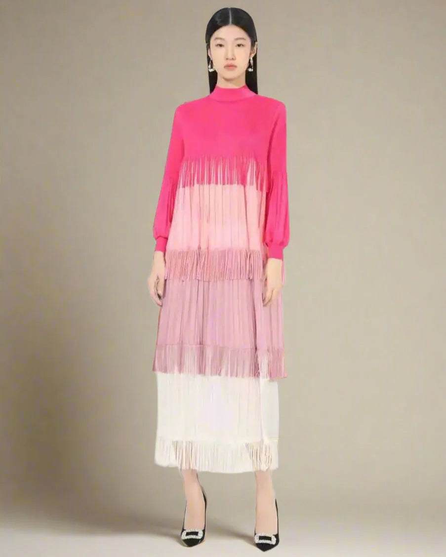 Luxury Pleated Fringe Dress