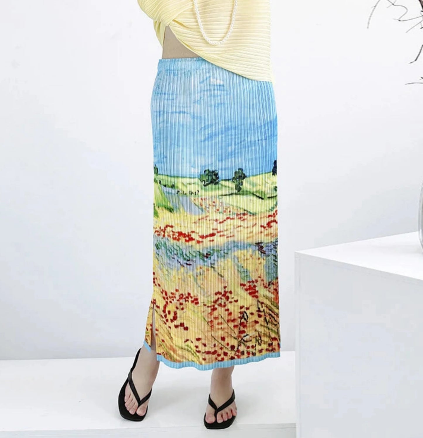 Luxury Plissé Pull-on Skirt