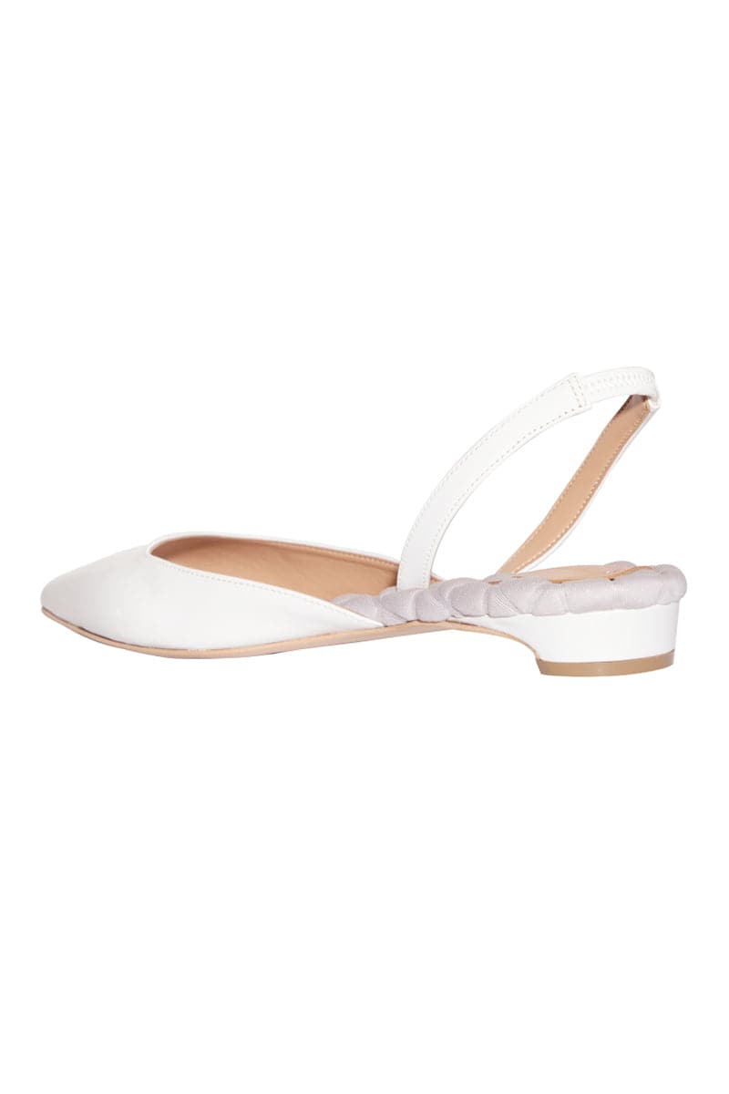 JACKIE IVORY PATENT-EFFECT SLINGBACK FLATS