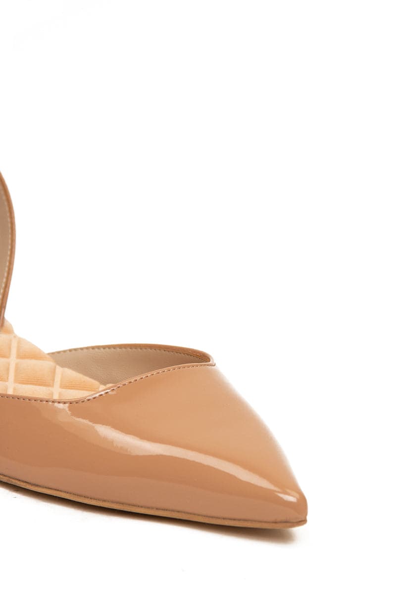 JACKIE NUDE PATENT-EFFECT SLINGBACK FLATS