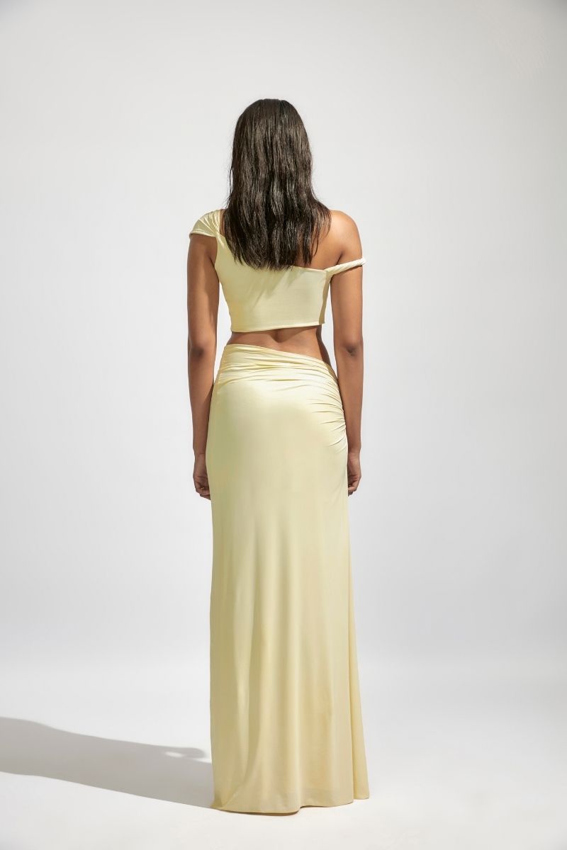 KIRA BUTTER YELLOW TOP AND SKIRT SET