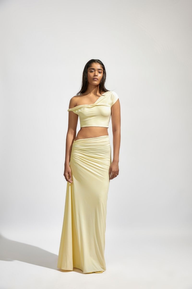 KIRA BUTTER YELLOW TOP AND SKIRT SET